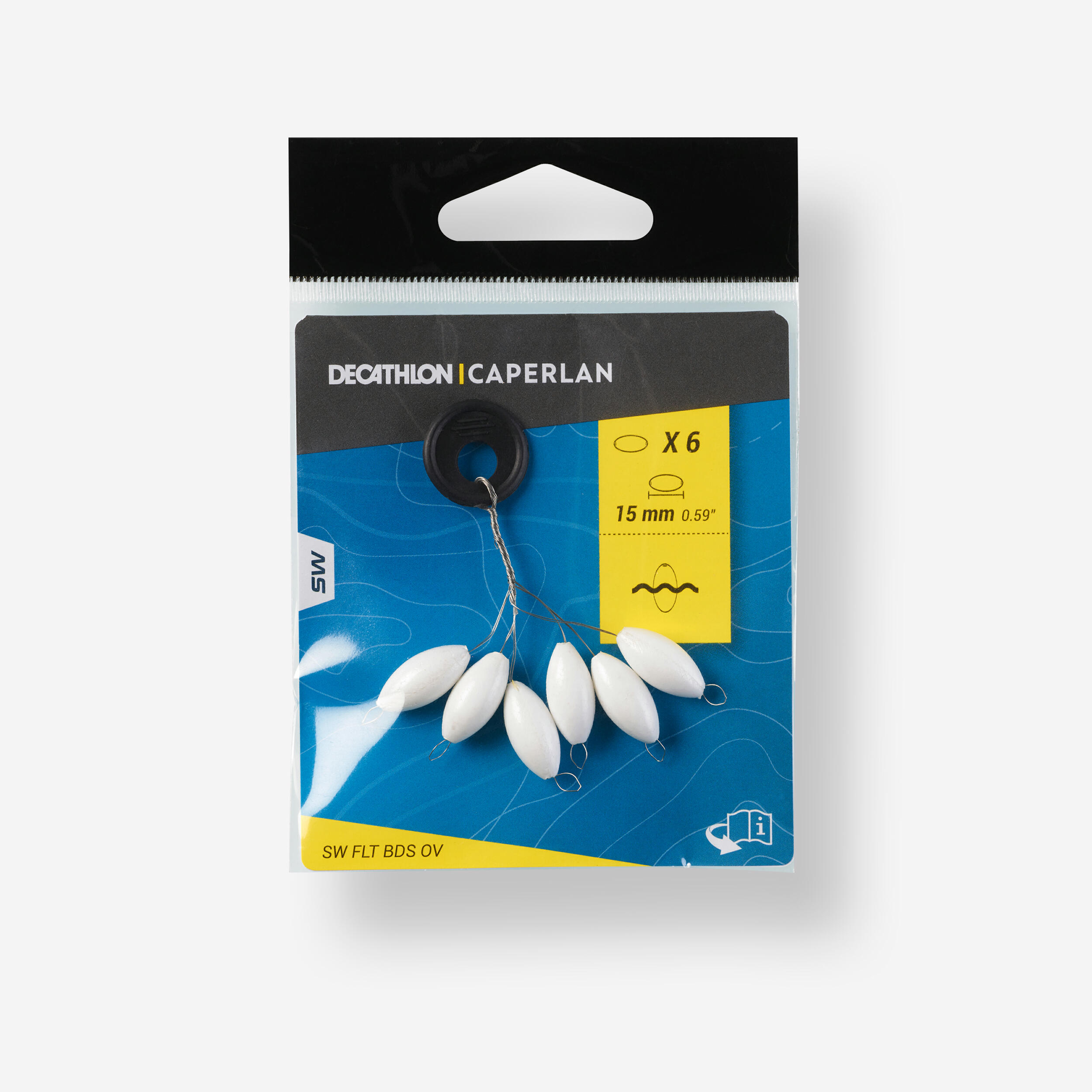 Perle flottante de pêche en surfcasting ovale 15mm Blanche - Caperlan
