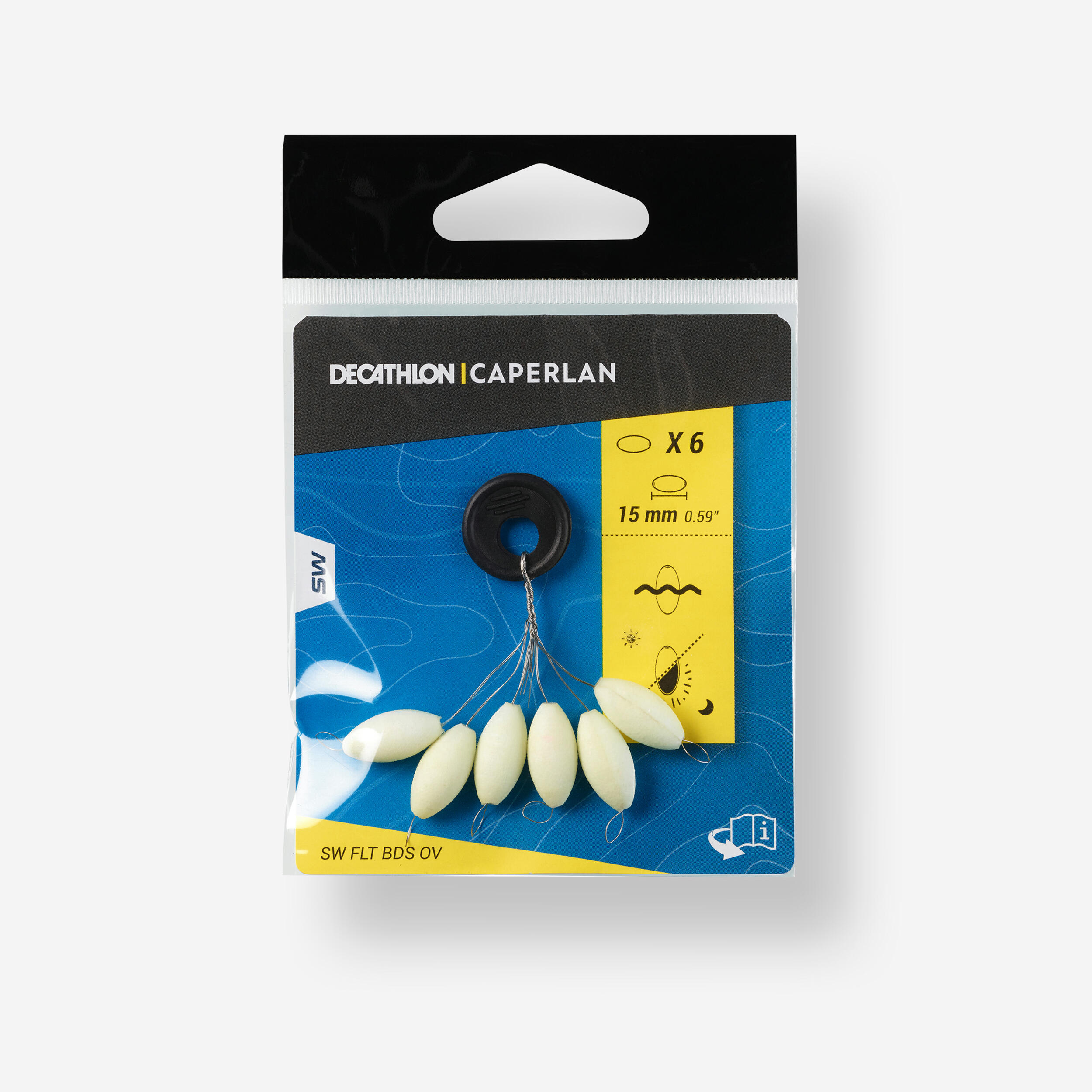 CAPERLAN Plávajúci oválny korálik na lov technikou surfcasting 15 mm fosforeskujúci