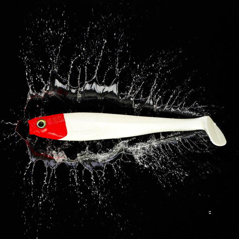 Vinilo Pesca Spinning Siluro Rogengrub Rogen 200 Cabeza Roja