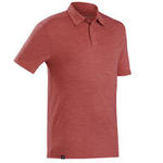 Men's Merino wool trekking travel polo shirt - TRAVEL 500 - red
