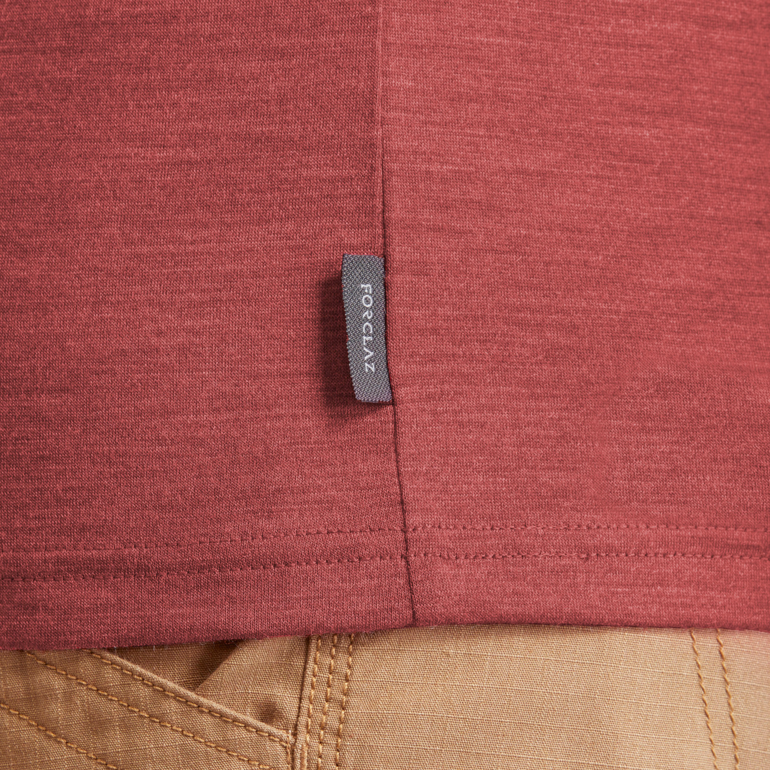 Men's Merino wool trekking travel polo shirt - TRAVEL 500 - red 4/11