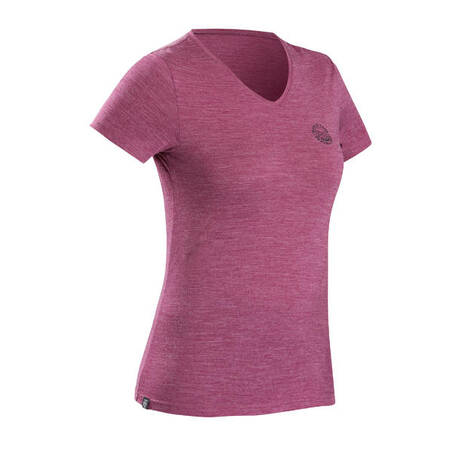 Women's Travel Trekking Merino Wool Short-Sleeved T-Shirt - TRAVEL 500