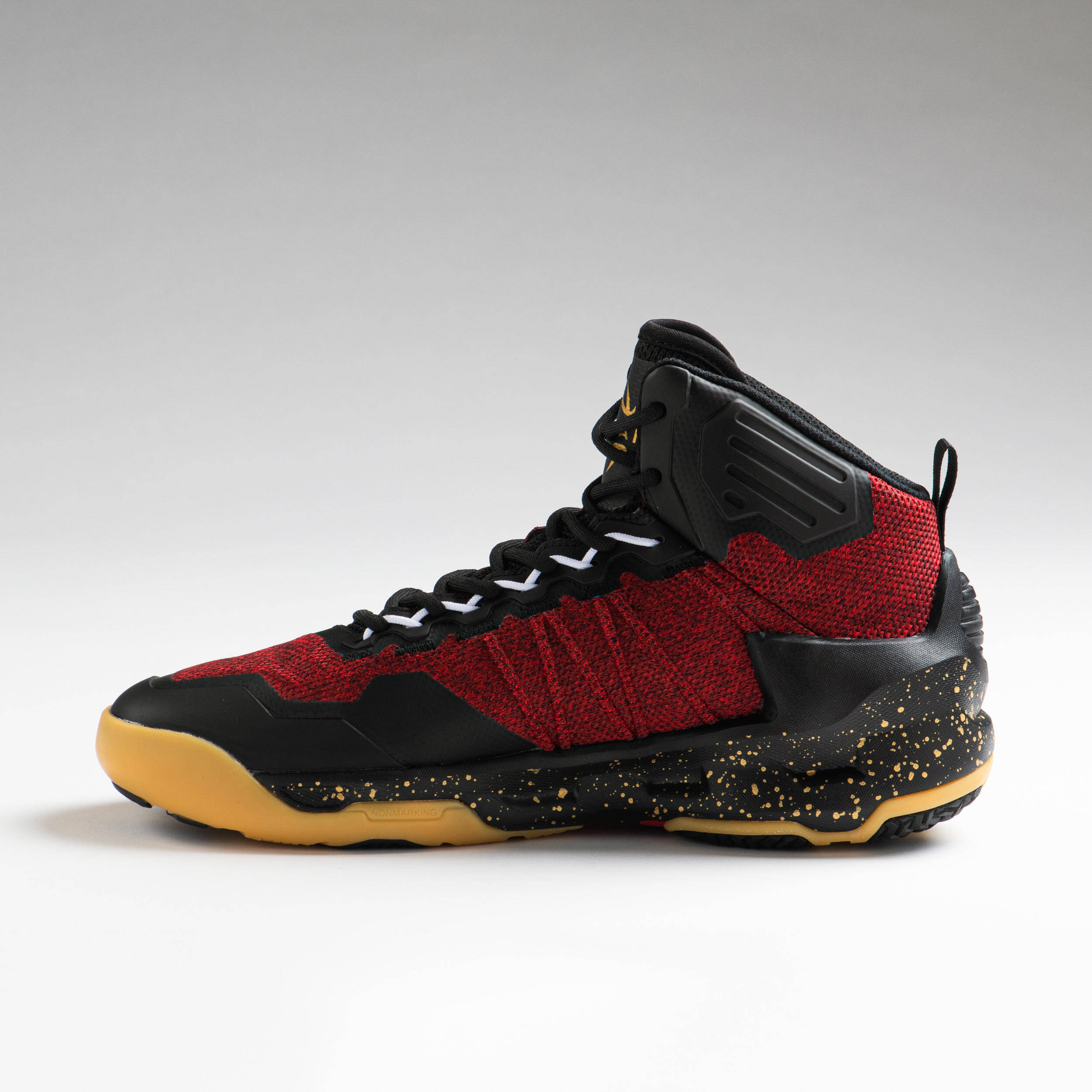 Adult Basketball Shoes High Ankle Shield 500 Red Black -  5