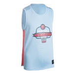 Tarmak Basketbalshirt T500 blauw/roze (kinderen)