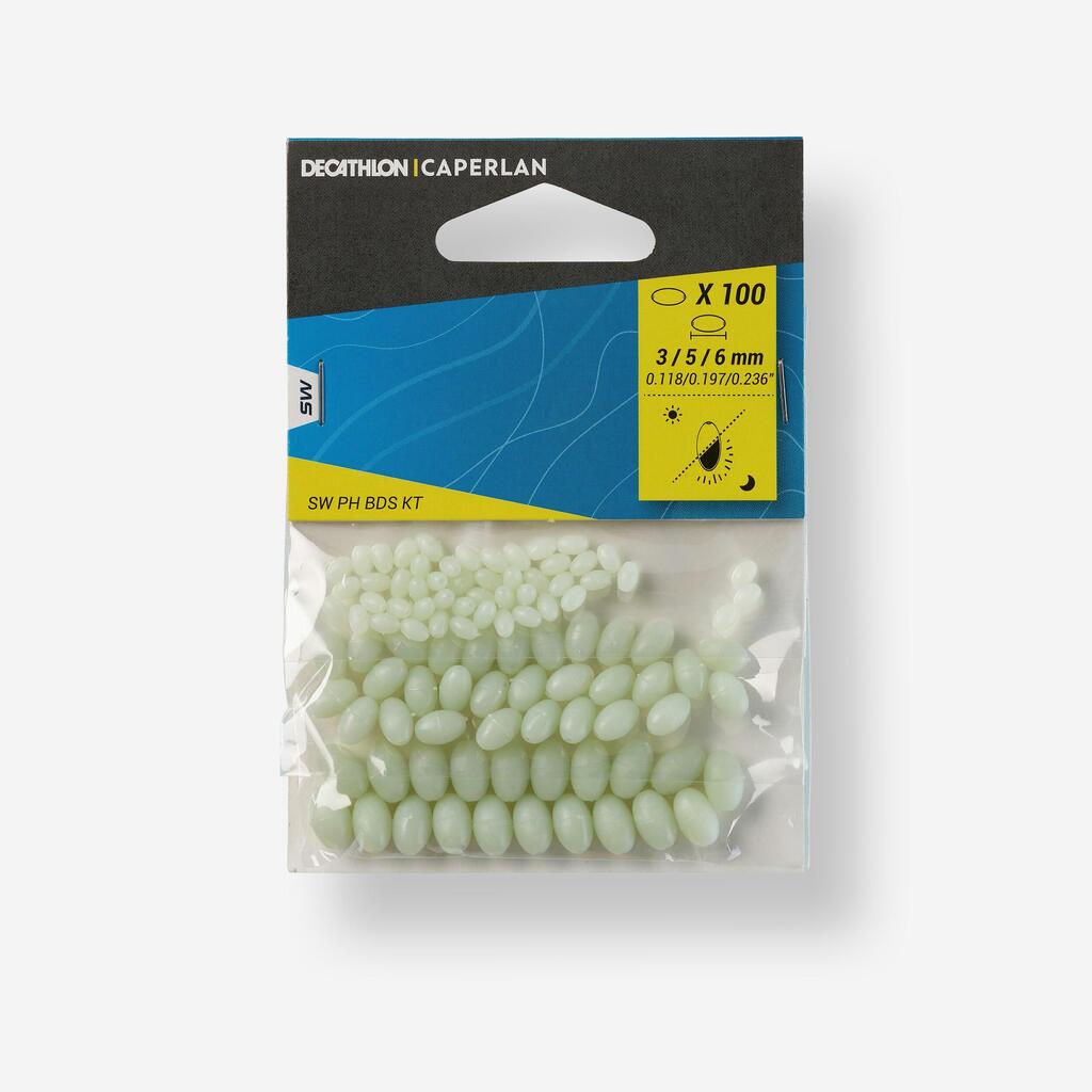 Kit 100 perles dures phosphorescentes pêche en surfcasting