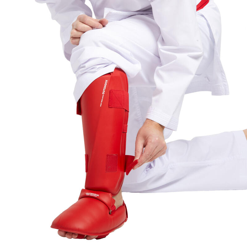 Chránič holeně a nártu na karate 900 červený