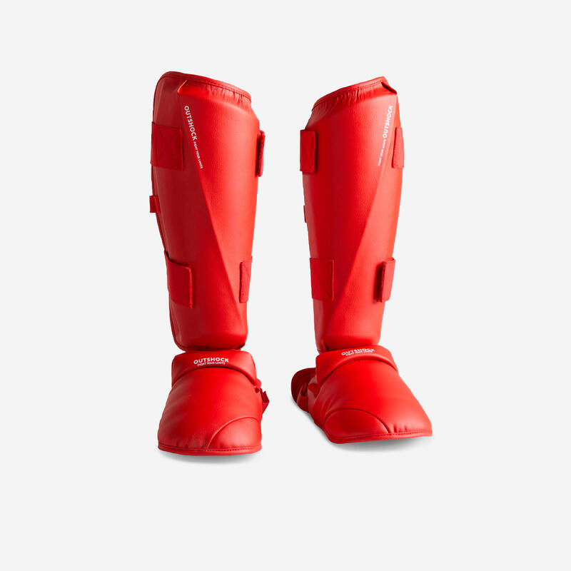 Schienbein-Fuß-Schützer Karate - 900 rot