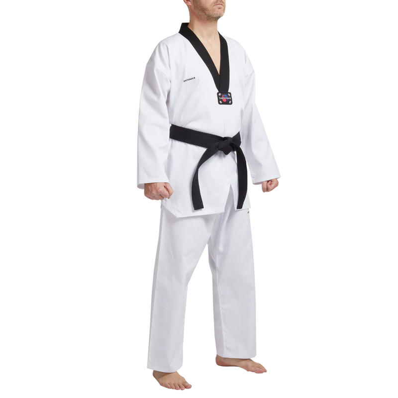 Adult Taekwondo Dobok/Gi 900 Black Collar Decathlon