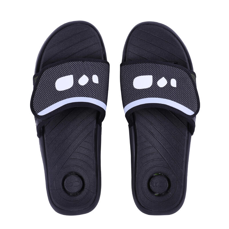 Sandale claquette piscine homme slap 900 soft noir jaune
