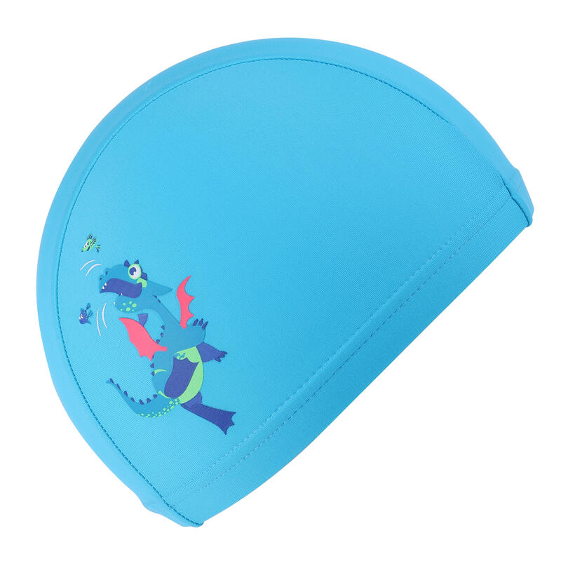 Mesh Print Swim Cap, Size S - Dragon Blue