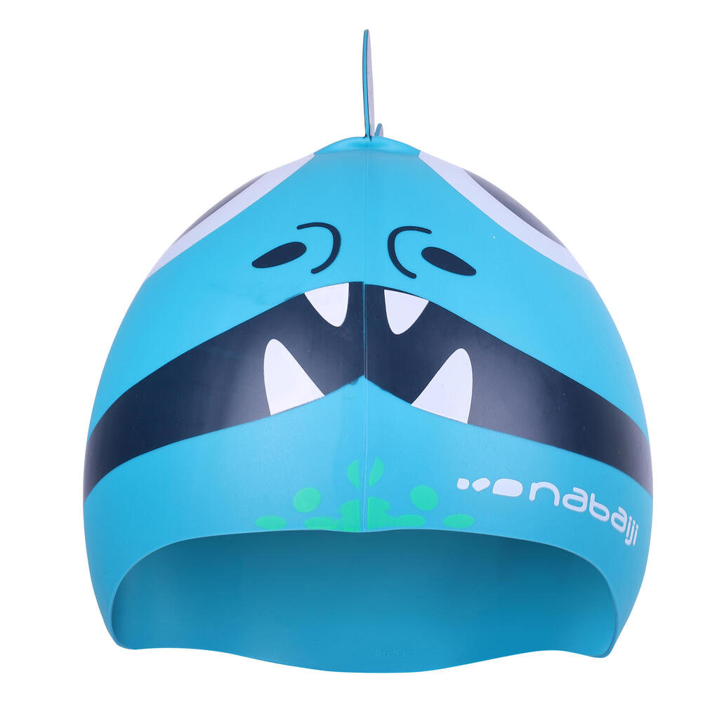 SILICONE FORM SWIM CAP - DRAGON BLUE