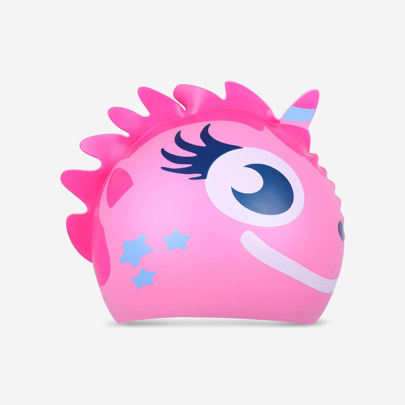 Gorro natación Niños silicona unicornio rosa