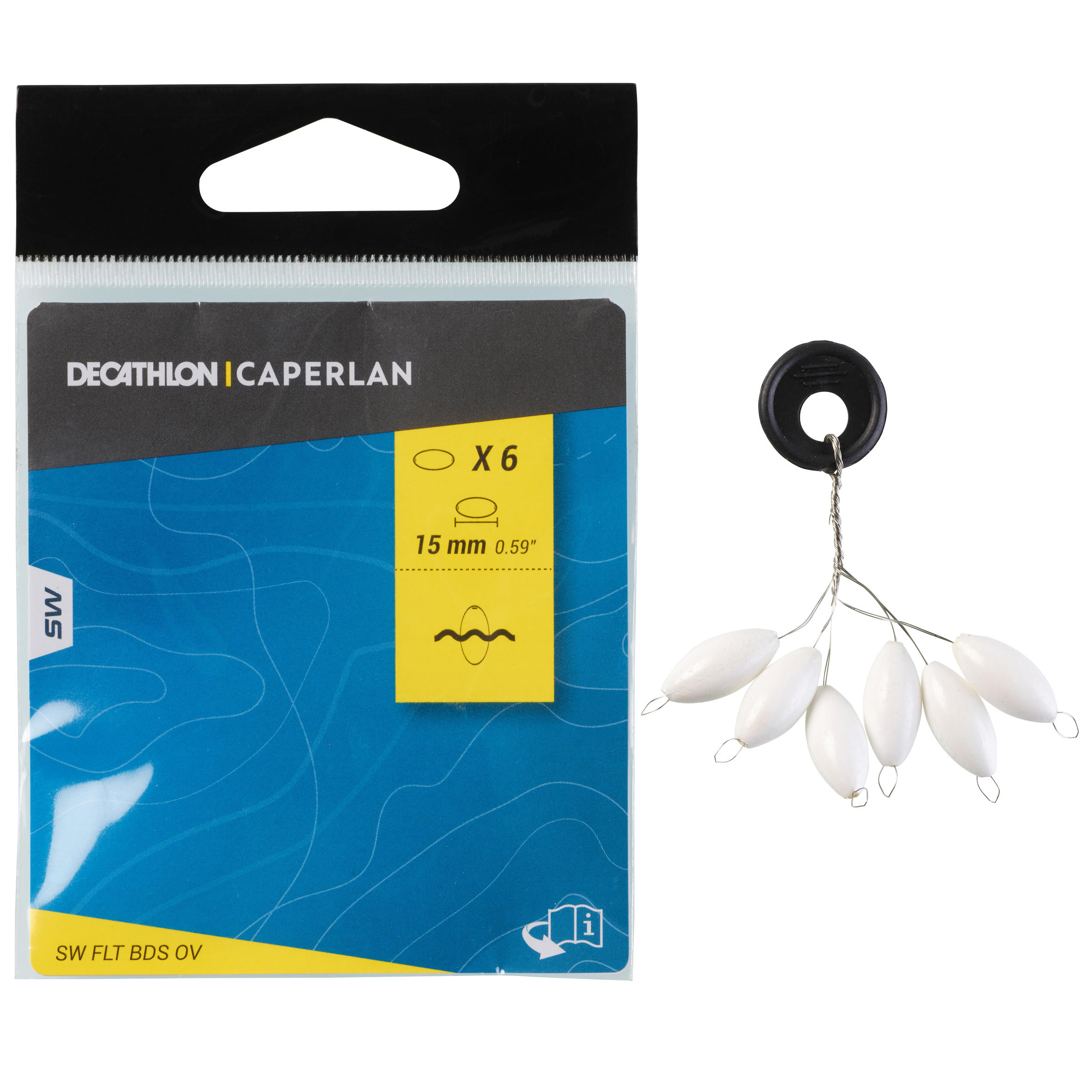 Perla galleggiante pesca surfcasting ovale 15 mm bianca 2/3