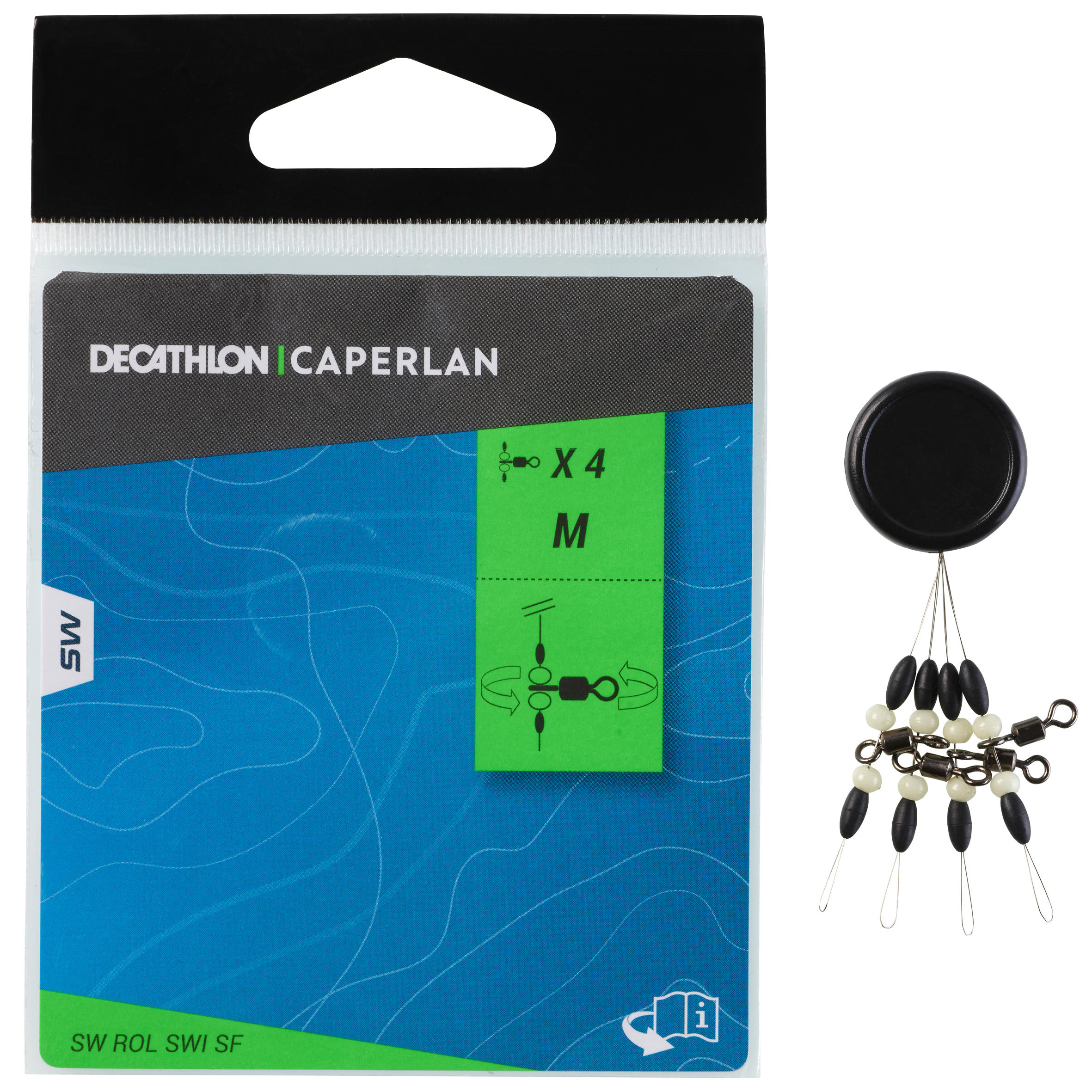 CAPERLAN Fosforeskujúci obrtlík Pater Roller Swivel so zarážkou plaváka na surfcasting bez · záber 3