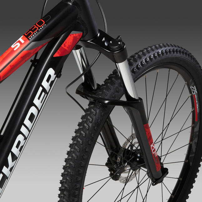 27.5 Inch MOUNTAIN BIKE FULL SUSPENSION ROCKRIDER ST 530 BLACK/RED