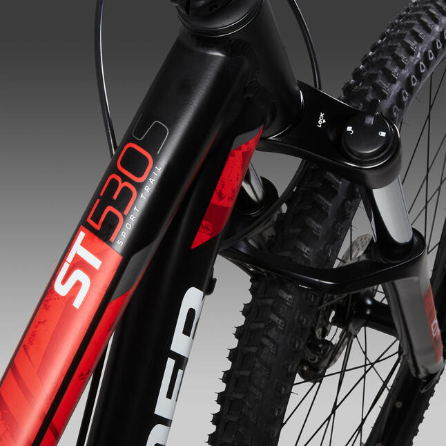 27.5 Inch MOUNTAIN BIKE FULL SUSPENSION ROCKRIDER ST 530 BLACK/RED