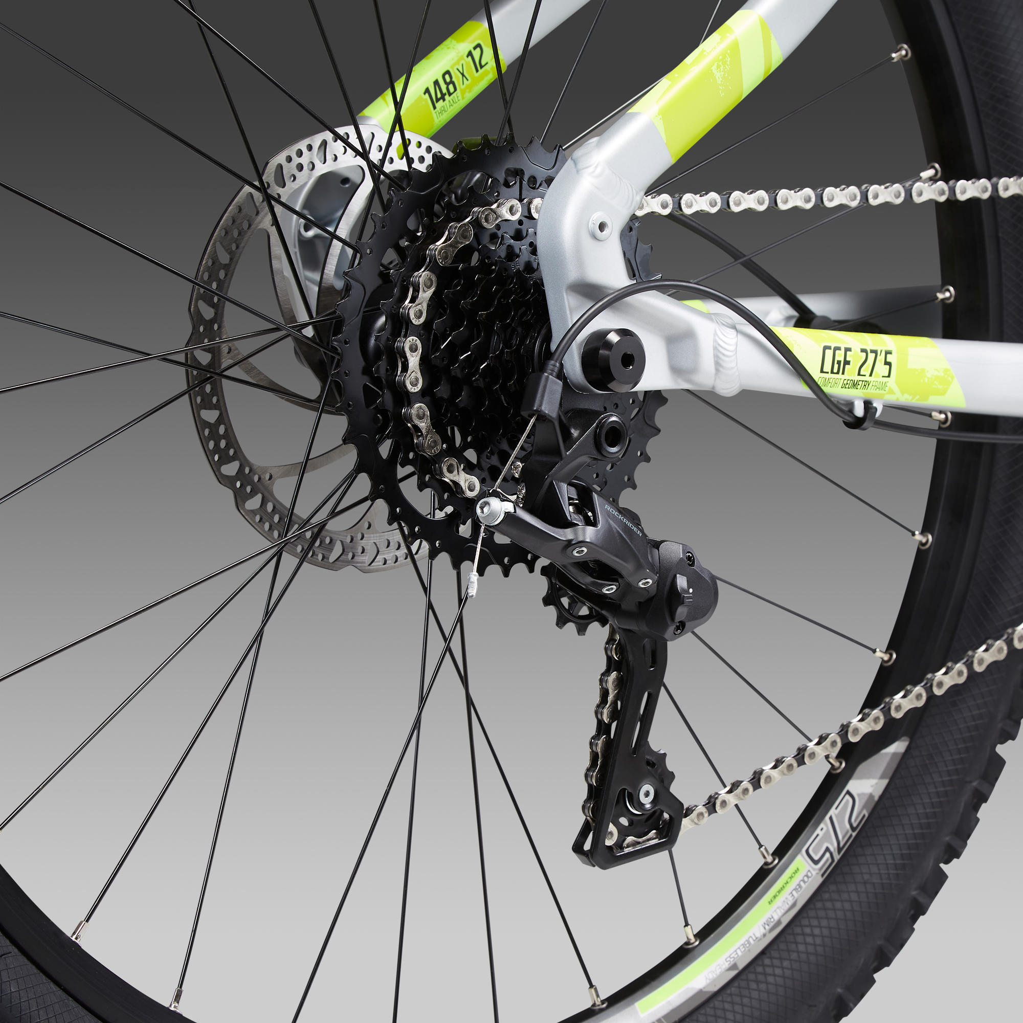 Mtb elettrica a pedalata assistita E-BIKE ROCKRIDER E-ST 520 grigio-giallo  27,5\
