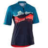 Women's Short-Sleeved Mountain Bike Jersey ST 500 - Turquoise/Navy