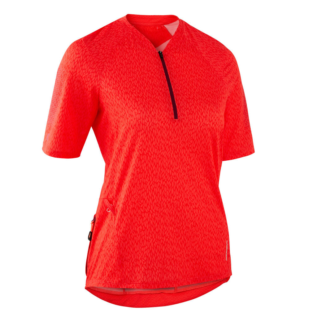 Women's short-sleeved mountain bike jersey st 500 - nectarine