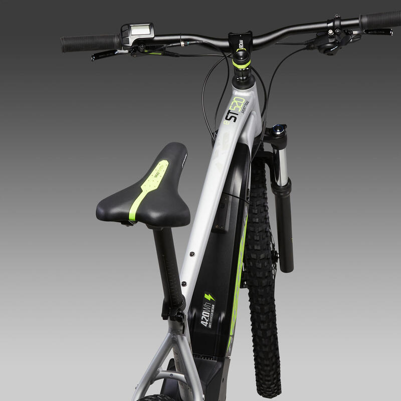 Vélo VTT électrique semi-rigide 27'5", e-ST 520 Gris/Jaune acide