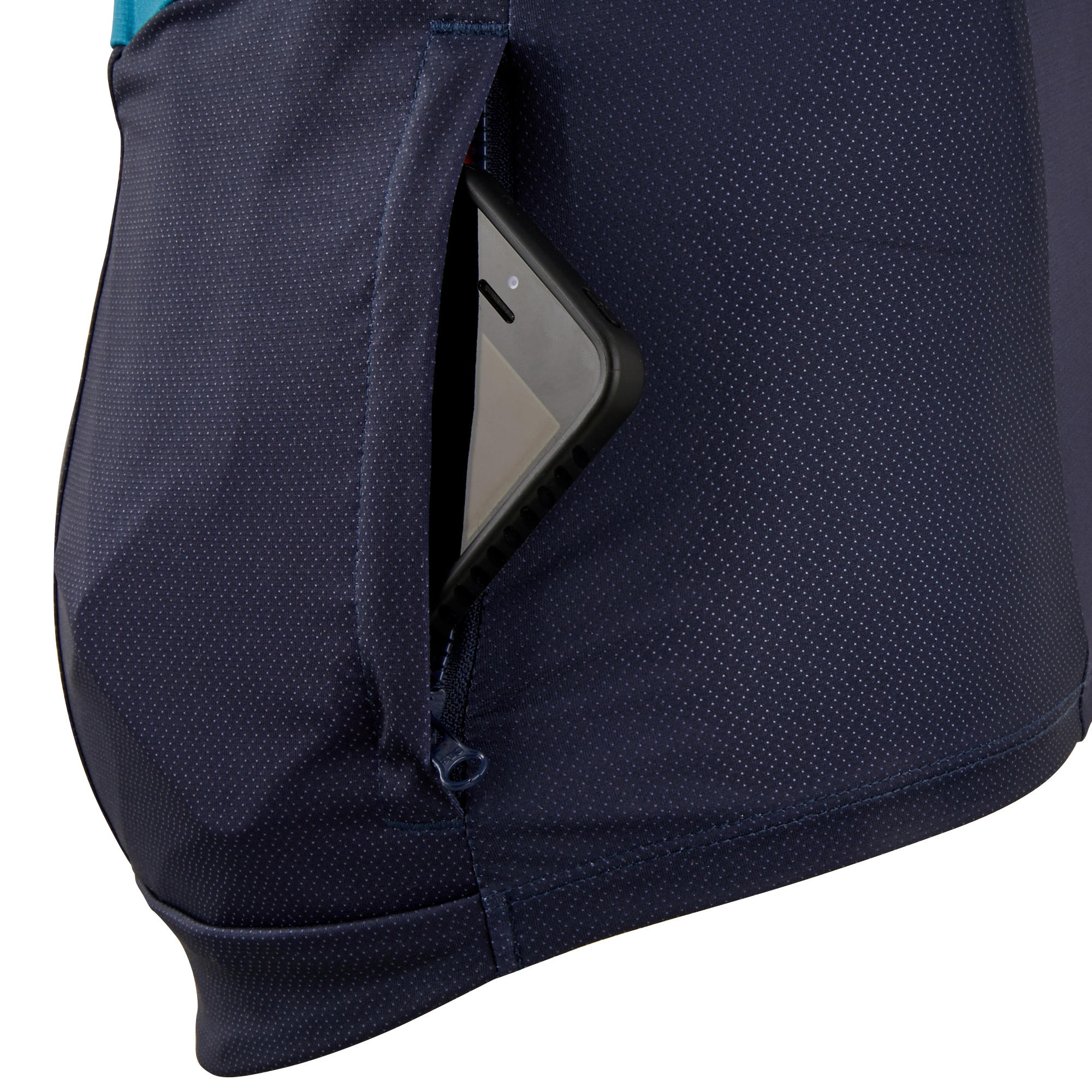 Women's Short-Sleeved Mountain Bike Jersey ST 500 - Turquoise/Navy 6/9