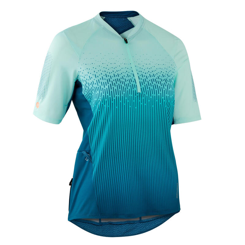 MAILLOT MANCHES COURTES VTT ST 500\nFEMME TURQUOISE