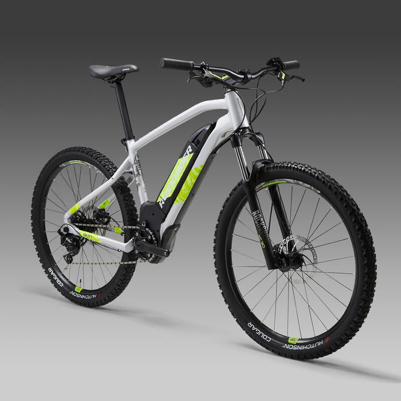 Bicicleta eléctrica de montaña 27,5" Rockrider Ebike ST 520 gris amarillo
