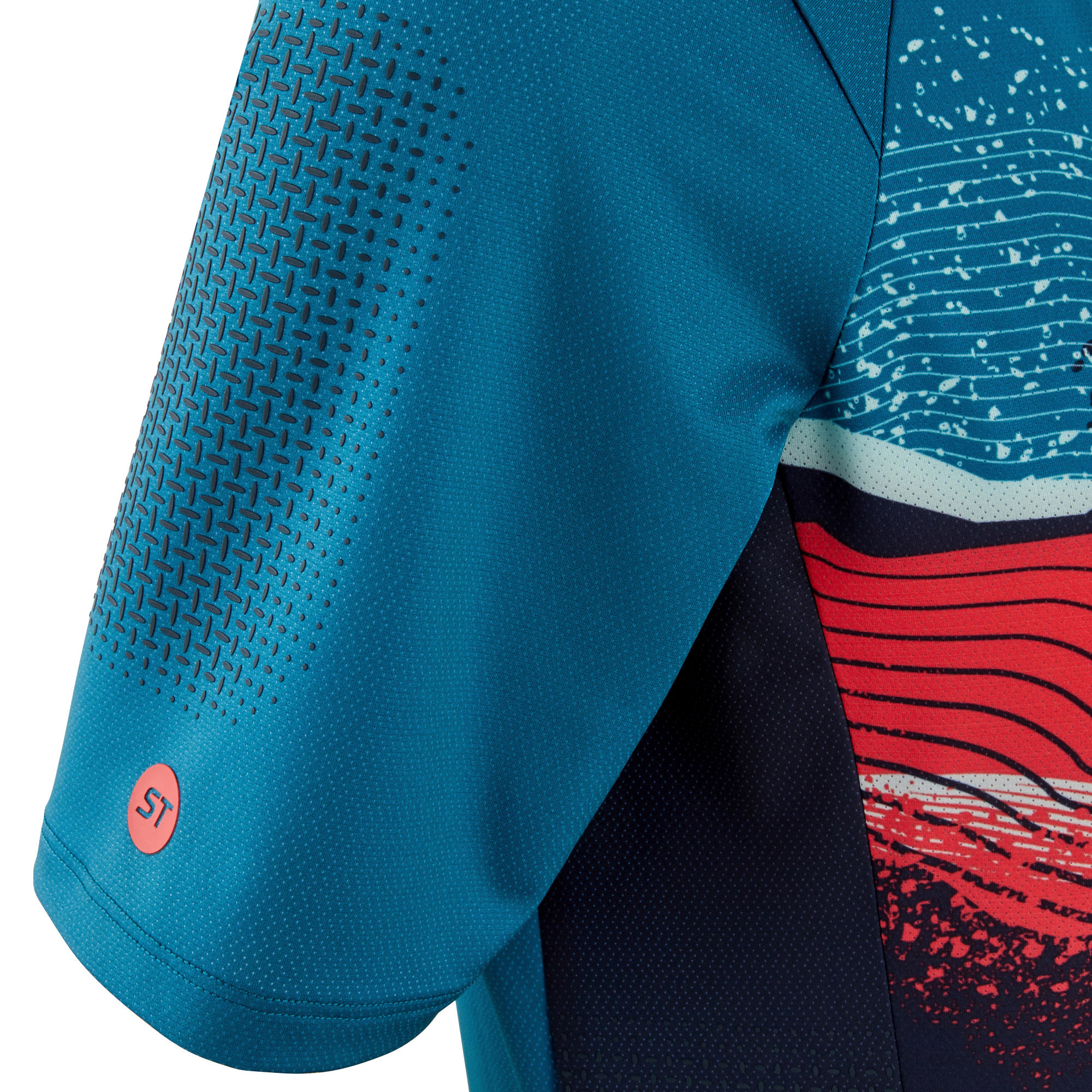 Women's Short-Sleeved Mountain Bike Jersey ST 500 - Turquoise/Navy 8/9
