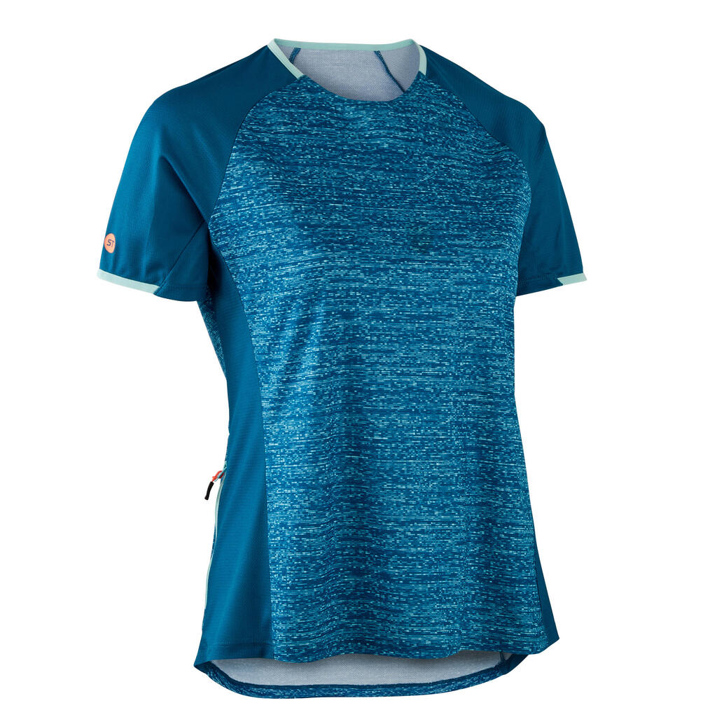 MAILLOT MANCHES COURTES VELO  VTT ST 100  FEMME TURQUOISE