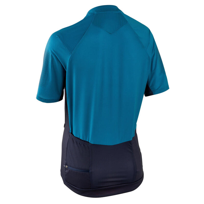 Dámský cyklistický dres na horské kolo ST500 s krátkými rukávy modro-tyrkysový
