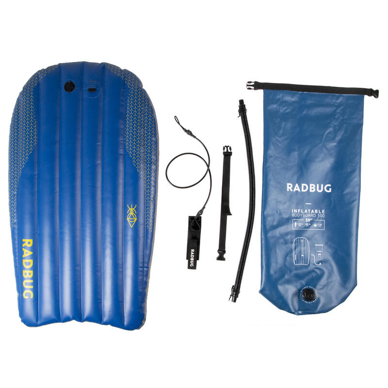 Bodyboard 100 aufblasbar Tasche mit integrierter Pumpe blau