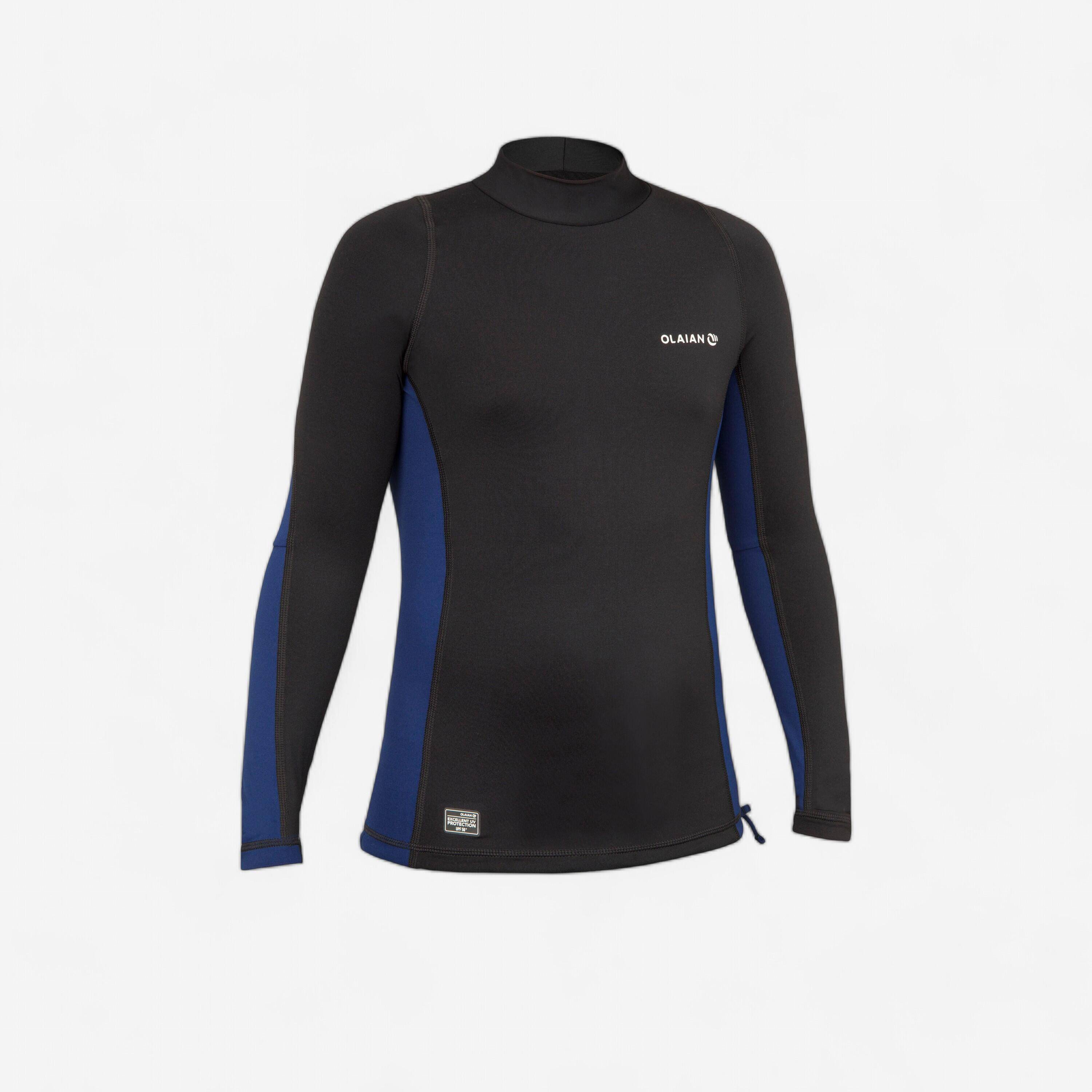 Kids Surfing UV Rash Guard 500 Long Sleeve Black -  1