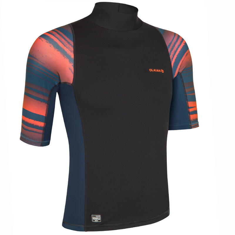 Camiseta Protección Solar Surf Hombre Olaian 500 Fluorescente Estampada
