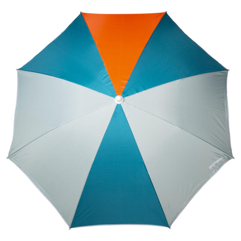 Parasol de plage PARUV Windstop bleu turquoise orange UPF50+ 2 places