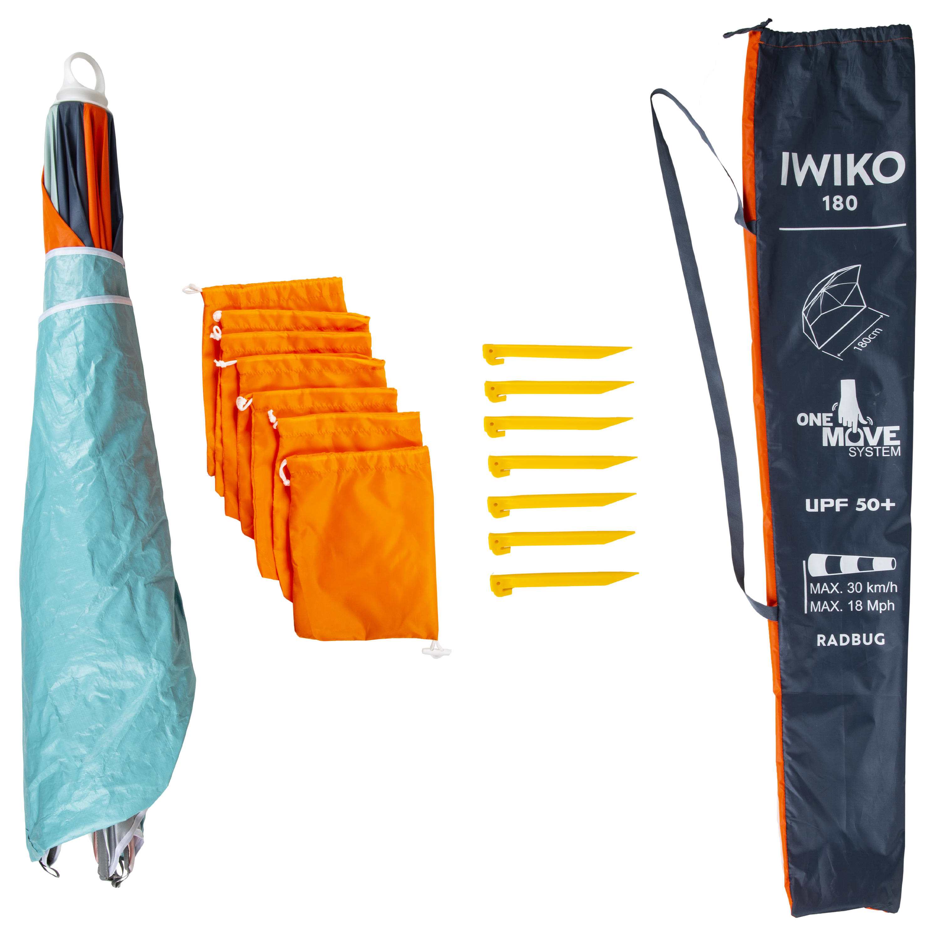 SUN PARASOL Athlete 3袋セット Parasol Sun Shelter 3 Person UPF50+ Iwiko 180 - Mint Grey Orange