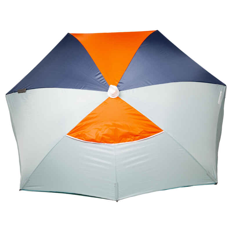 3person sun Shelter beach Parasol UPF50+ Iwiko 180 mint grey orange Decathlon