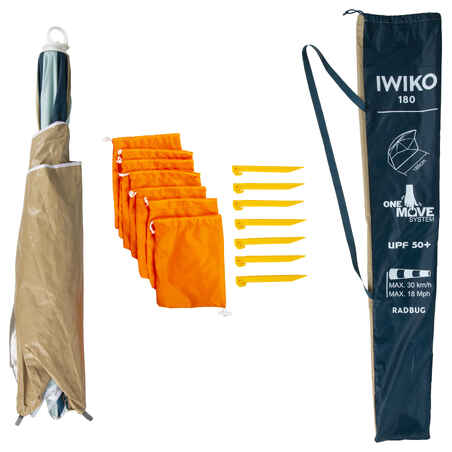 Strandmuschel Iwiko 180 mit UPF50+ 3 Plätze beige/mintgrün