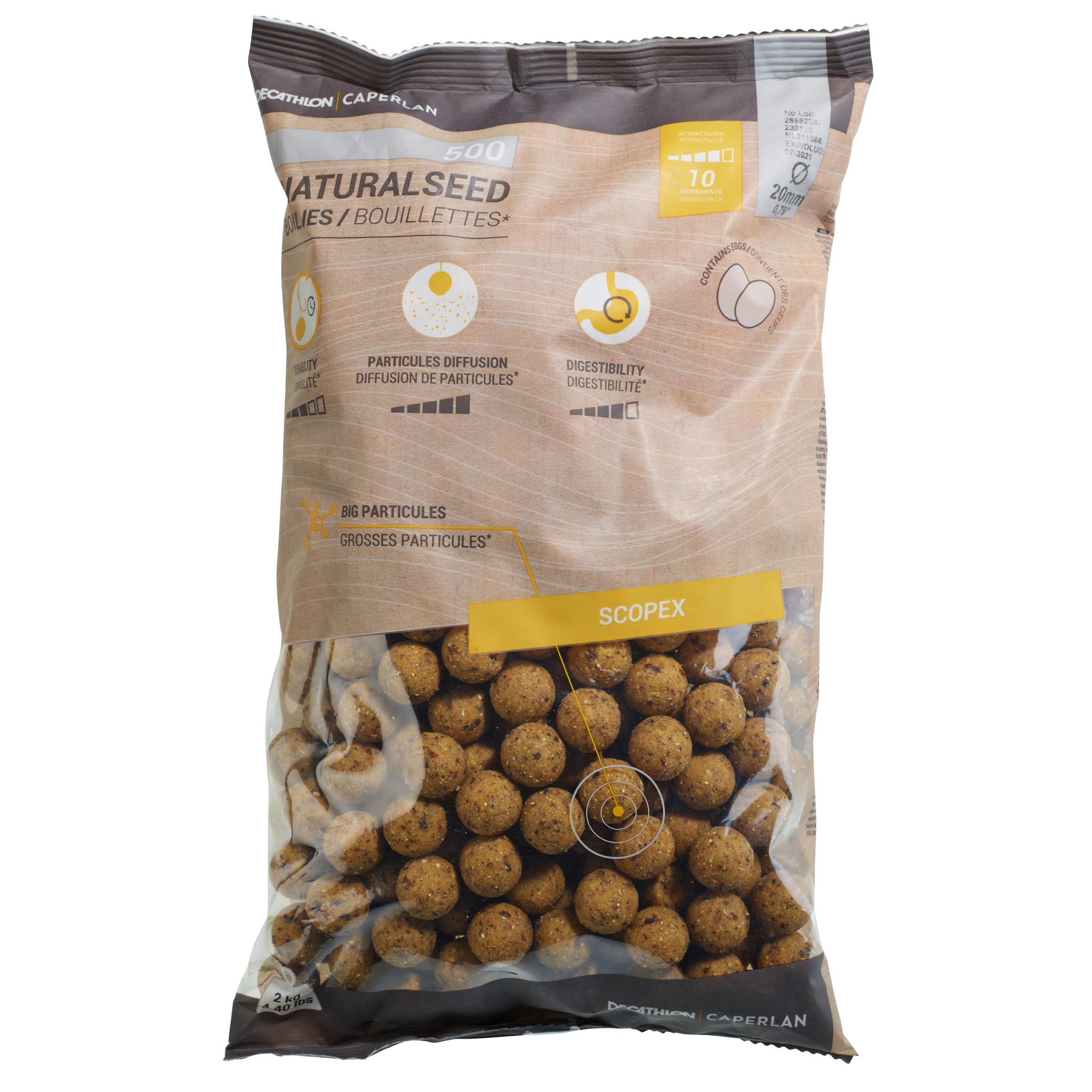 CAPERLAN Boilies na lov kapra NaturalSeed 20 mm 2 kg Scopex bez · záber 5