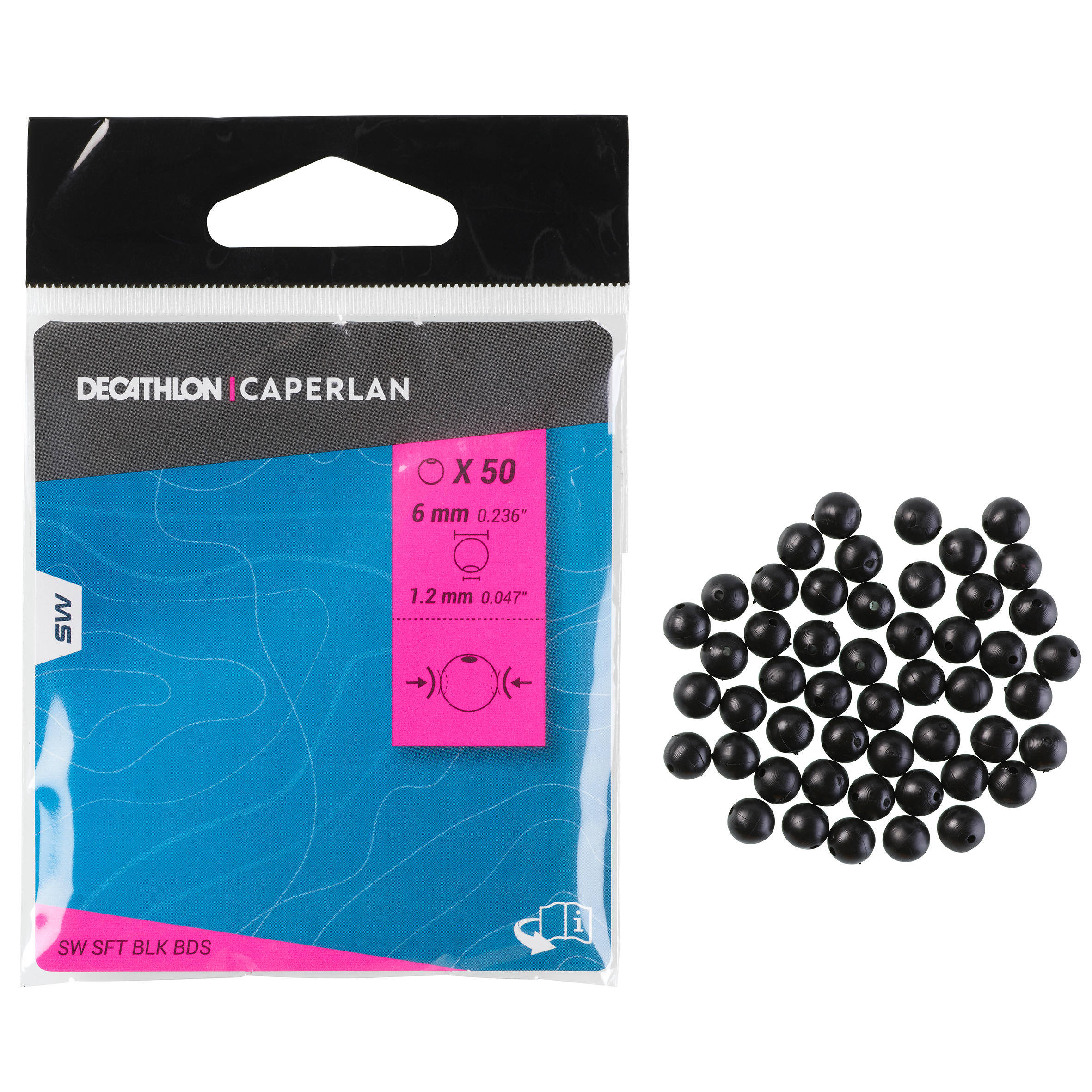 CAPERLAN Čierny mäkký korálik 6 mm na surfcasting bez · záber 3