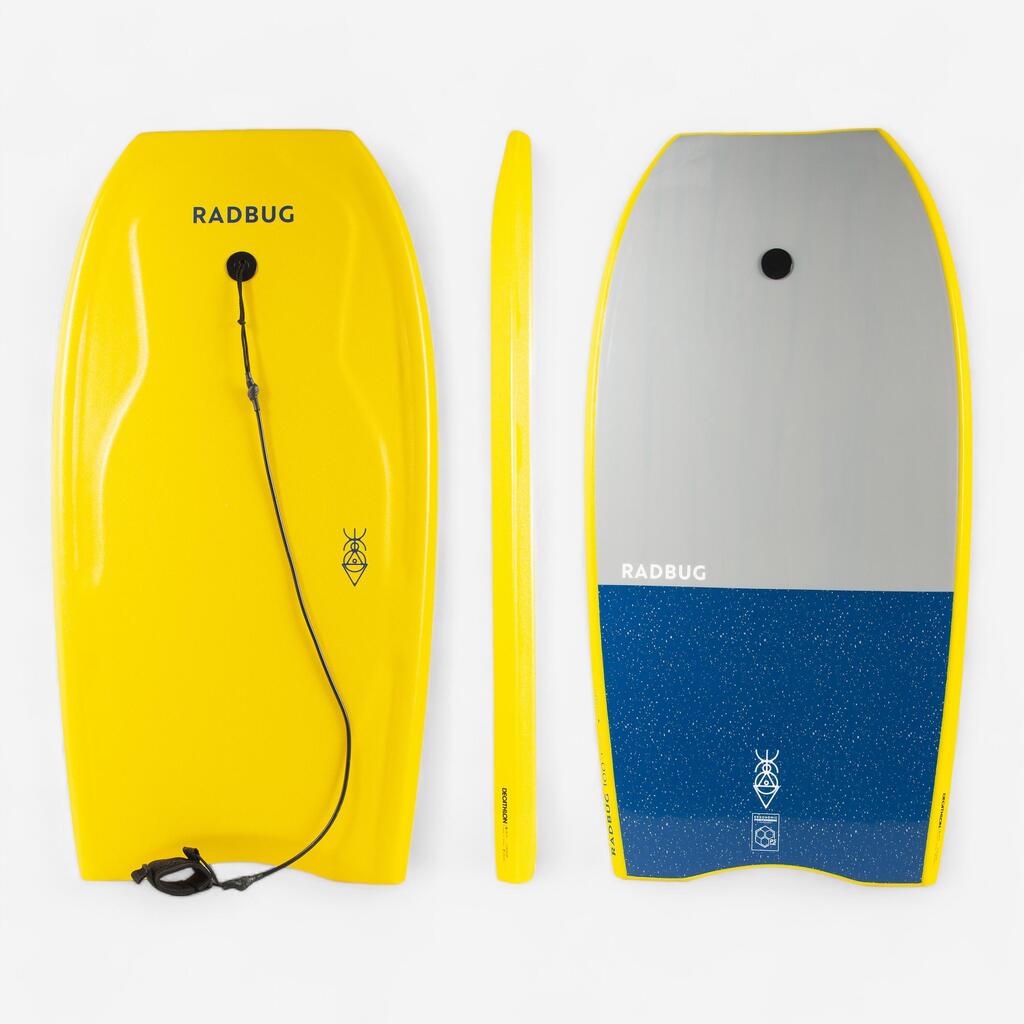 Bodyboard 100 blue yellow with wrist leash