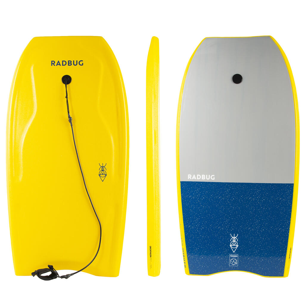 Bodyboard mit Handgelenk-Leash 100 blau/gelb 