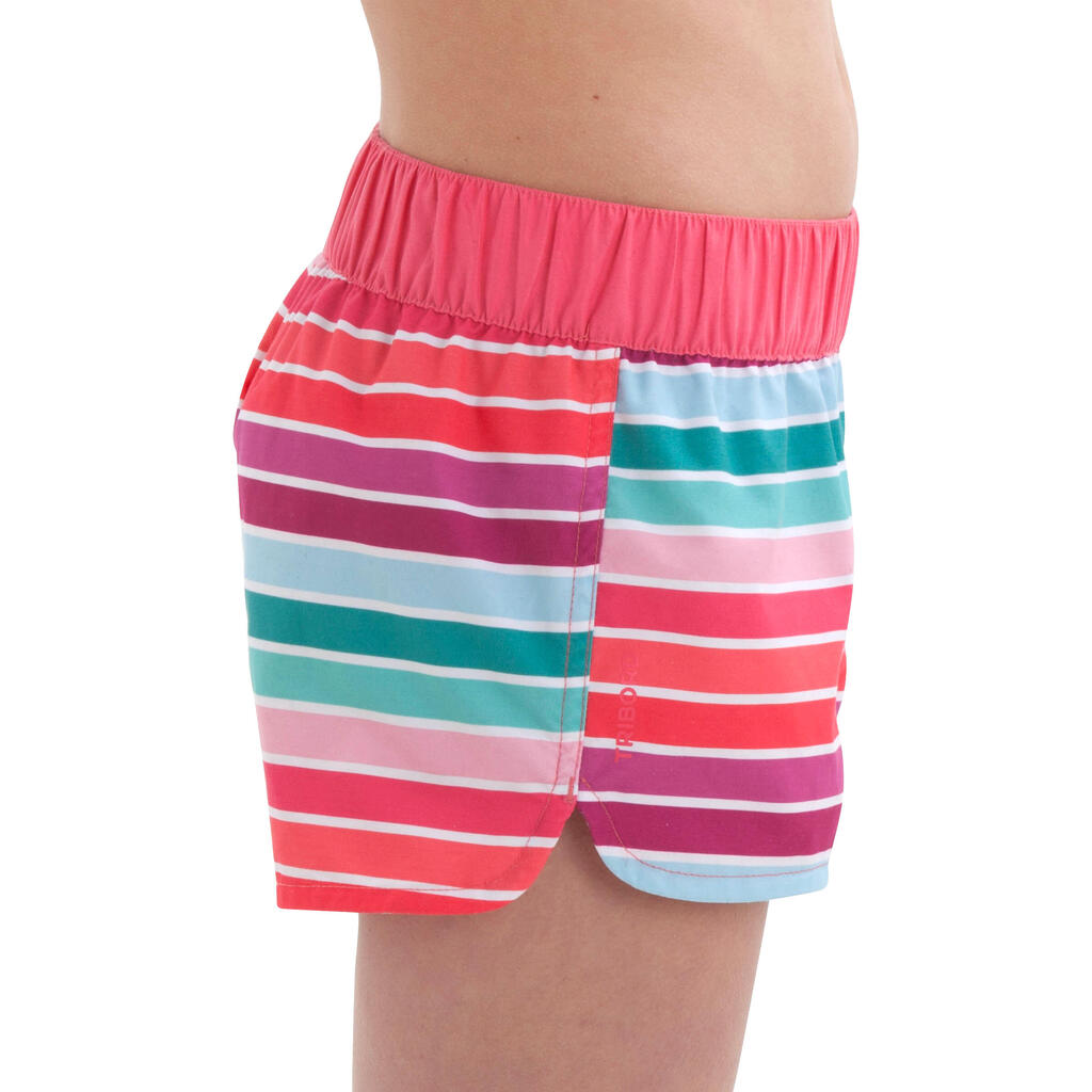 Kurze Mädchen-Boardshorts Gummibund LG Kai, rosa