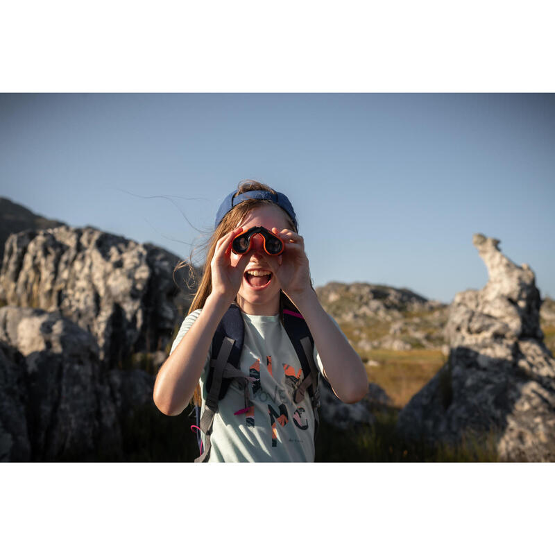 Kids' no-adjustment hiking binoculars MH B100 x6 magnification - Orange