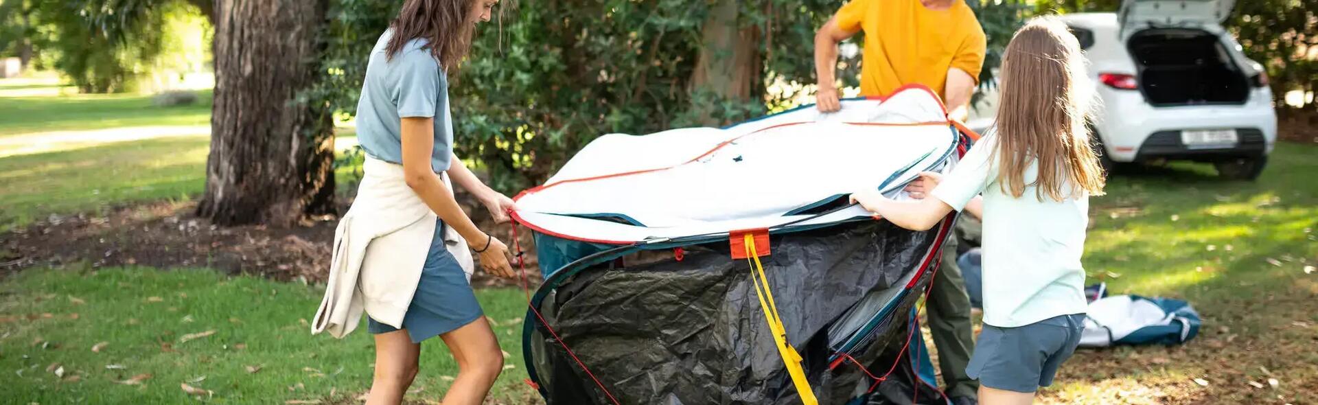 Putting down a pop up tent online