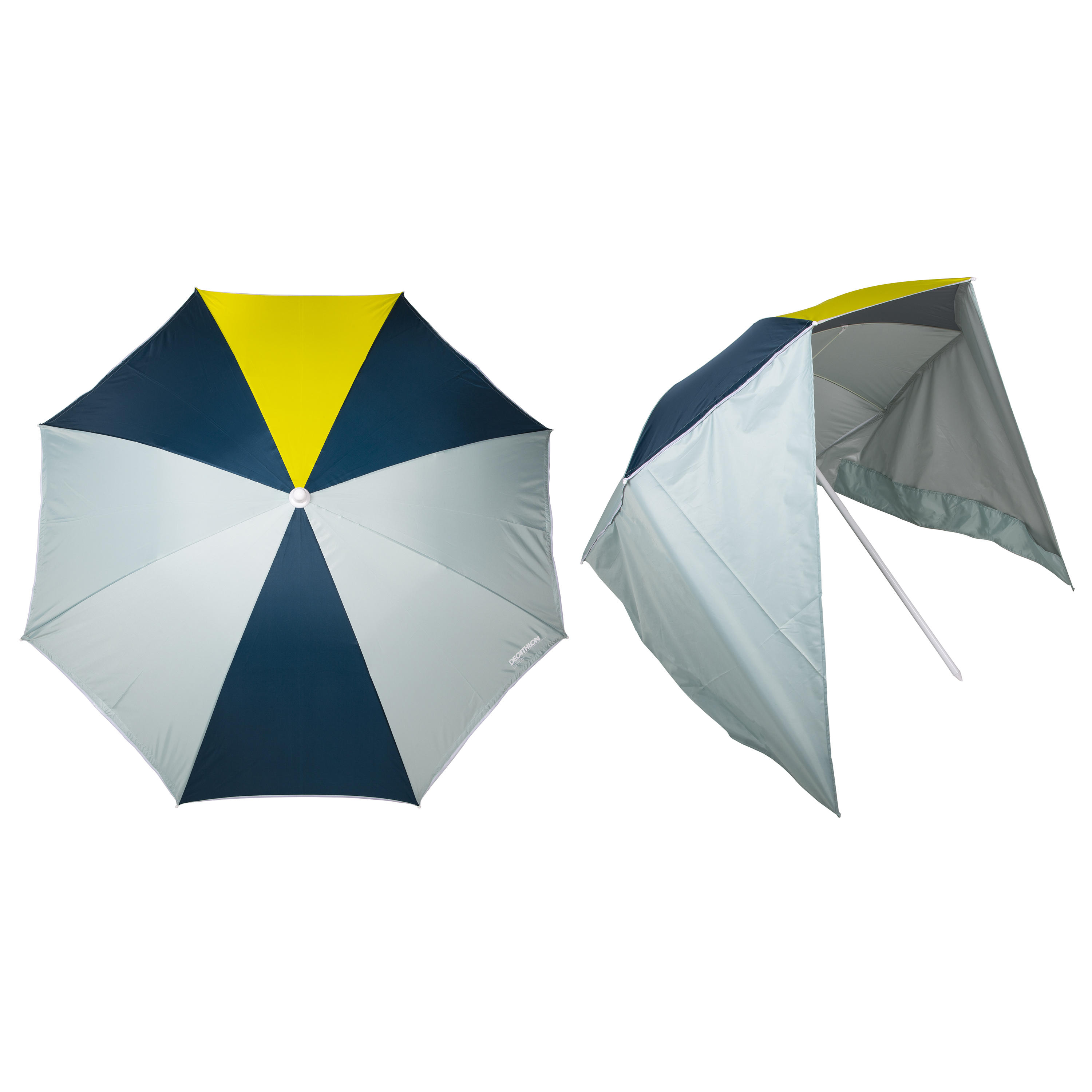 Umbrelă plajă PARUV Windstop FPS50+ 2 locuri Turcoaz-Galben-Verde La Oferta Online decathlon imagine La Oferta Online
