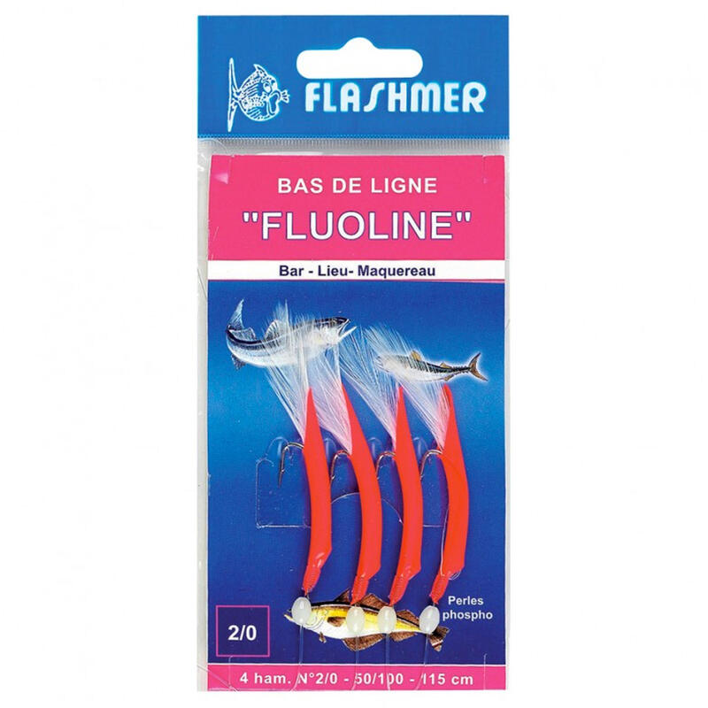 Zsebpeca tengeri horgászathoz Fluoline, 4 db N°2/0 horoggal