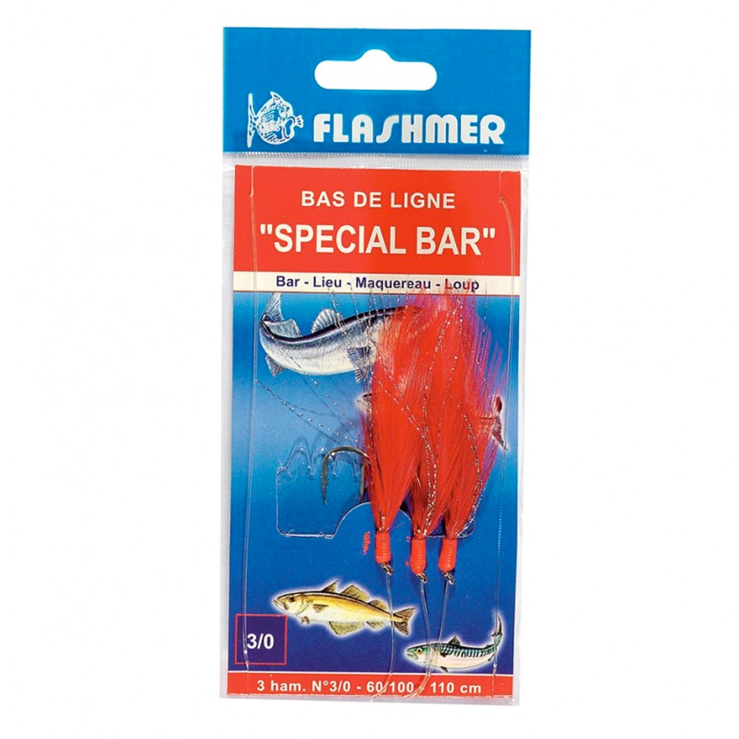 FLASHMER Sea Fishing Bass String of Feathers N°3/0 x3 Red