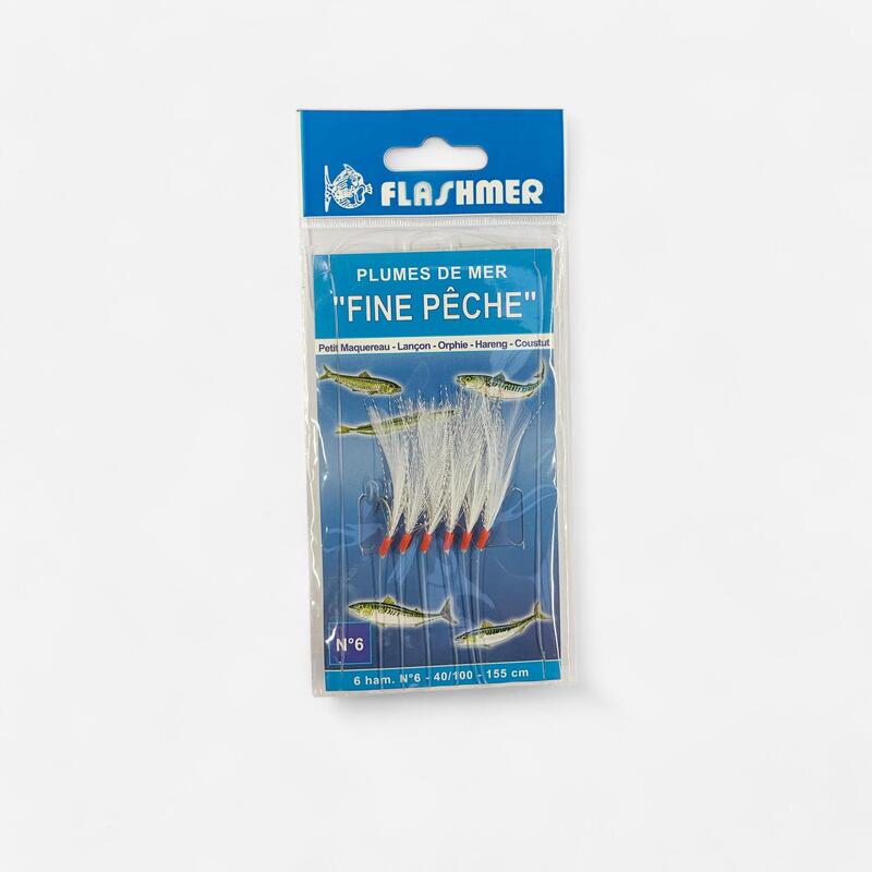 Fine fishing feather rig 6 x N°6 hooks sea fishing leader