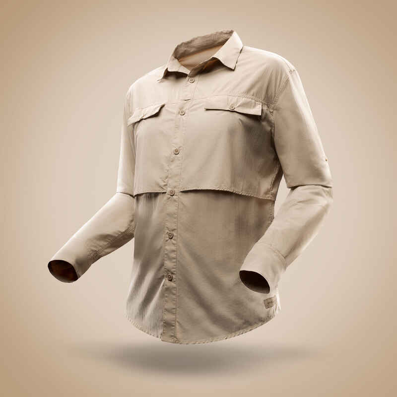Trekkinghemd Desert 500 langarm UV-Schutz Herren beige Trekkinghemd Desert 500 langarm UV-Schutz Herren beige