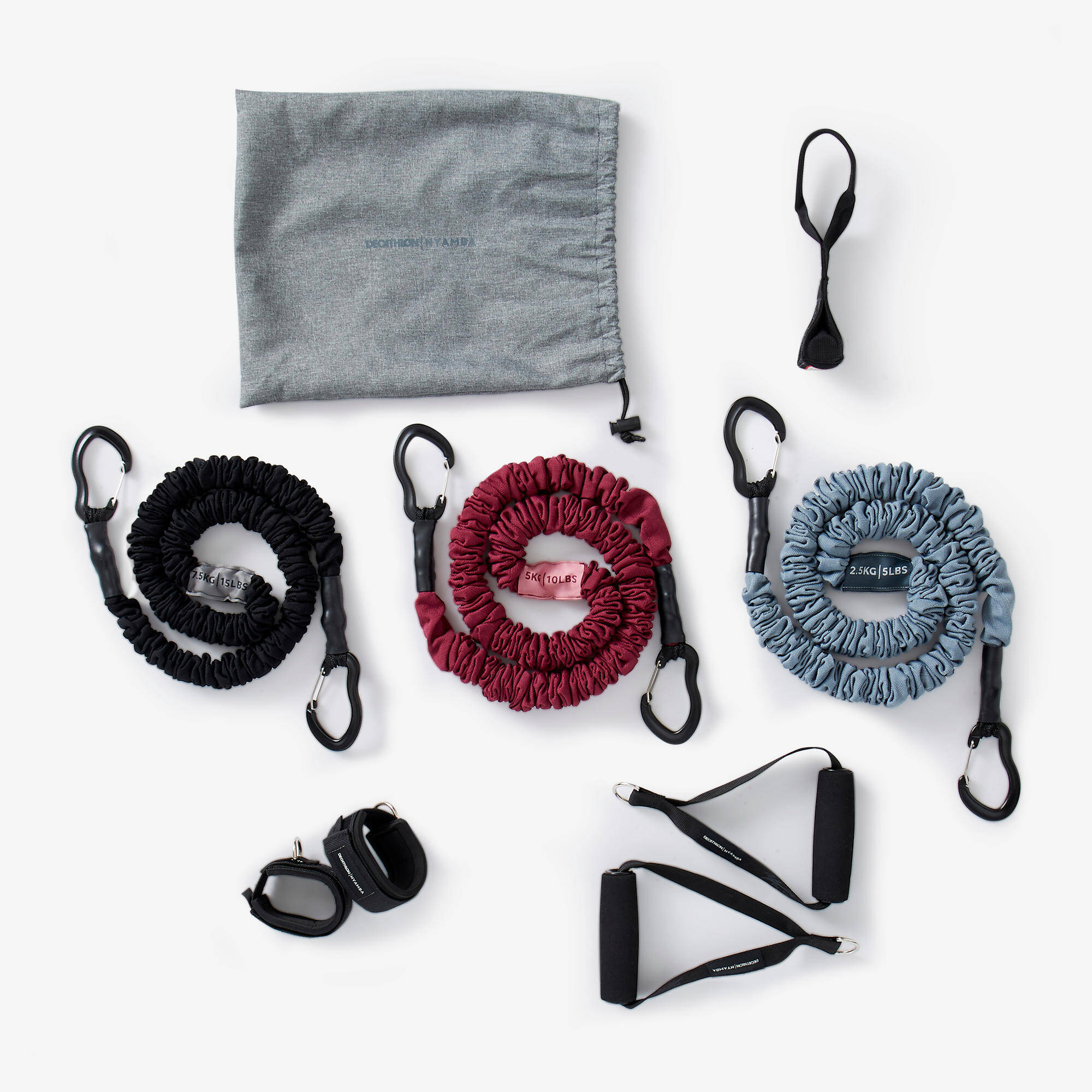 Resistance Tube Kit with Handles - 2.5, 5Kg, 7 Kg -  1